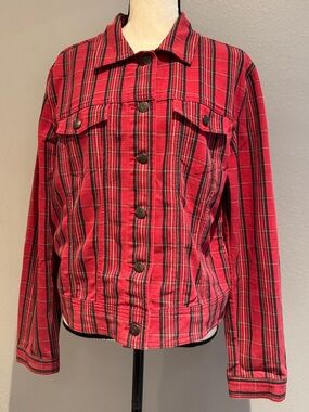 GAP Red Plaid Button-Front Jacket